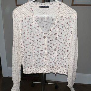 Abercrombie & Fitch Cream and Red Floral Blouse